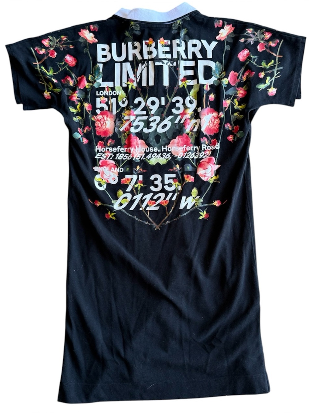 Burberry 12Y Black Floral Polo Dress
